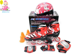 Детские роликовые коньки со шлемом и защитой Kepai F1-1 (30-33) красные