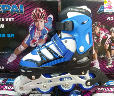 Детские роликовые коньки со шлемом и защитой Kepai F1-2 (30-33) синие