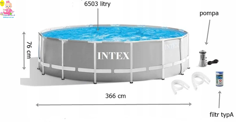 Каркасний басейн Интекс 26712, фільтр - насос, 3,66-76см