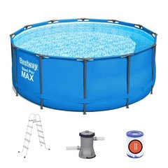 Круглий каркасний басейн 5614S Metal Frame Pool (366х122 см) + насос + сходи Синій
