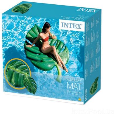 Пляжний надувний матрац Intex 58782 Лист, 213 х 142 см зелений