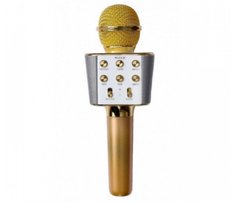 Микрофон караоке Беспроводной блютуз WS-1688 Bluetooth динамик USB Золотой И Розовый