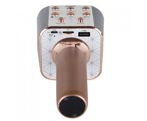 Микрофон караоке Беспроводной блютуз WS-1688 Bluetooth динамик USB Золотой И Розовый