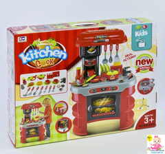 Детская кухня для детей 008-908 с аксессуарами в коробке (красная)
