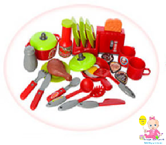 Детская кухня для детей 008-908 с аксессуарами в коробке (красная)
