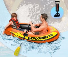 Двухместная надувная лодка Intex Explorer 200 Set с веслами и насосом (58331)