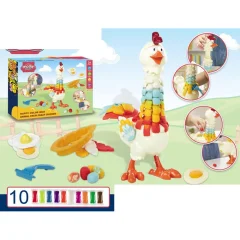 Игровой творческий набор пластилина MK 4486-2 Курочка-чудо, 10 цветов, несет яйца
