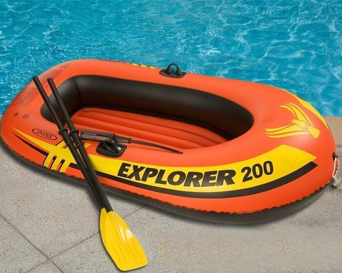 Двухместная надувная лодка Intex Explorer 200 Set с веслами и насосом (58331)